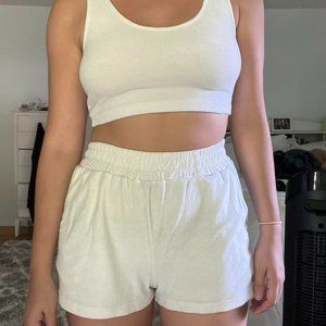 White Forever 21 Terry Cloth Shorts Set